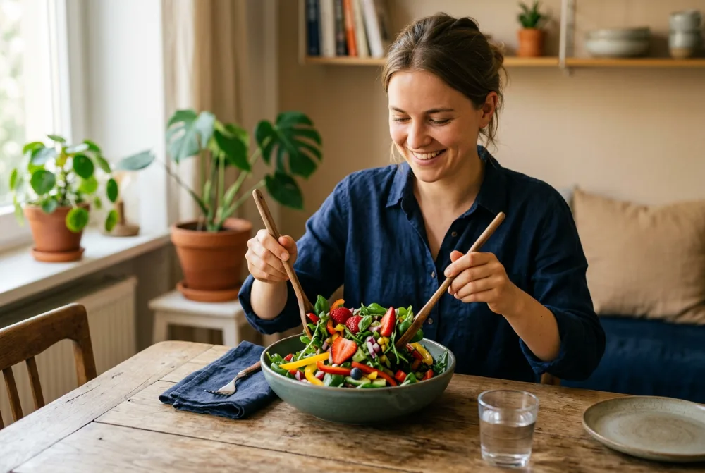Ensalada con pimientos y fresas